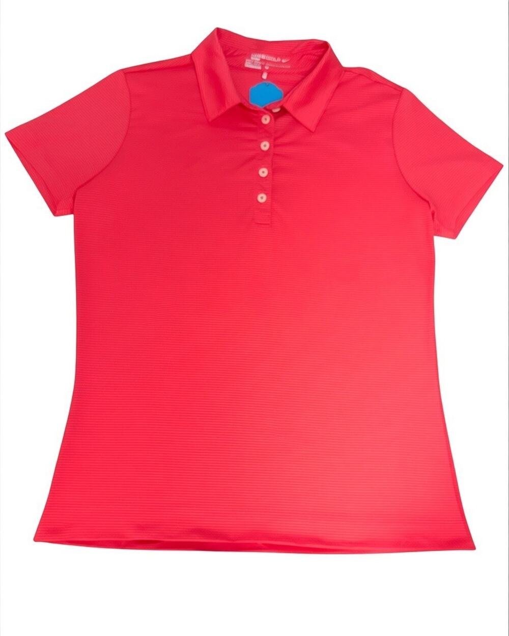Nike Golf Sport Women's Sz M Polo Shirt Short Sleeve Pink Striped Activewear